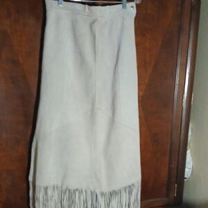 PIONEER WEAR SILVER SUEDE 34" IN LENTH Skirt with Fringe